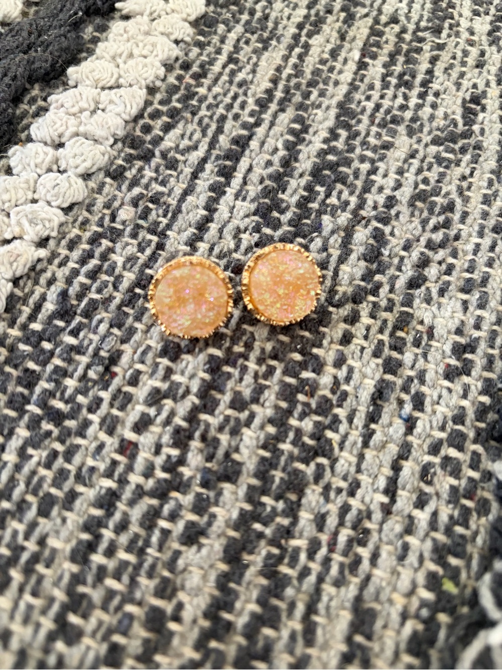 Plunder Peach Iridescent Druzy Stud Earrings